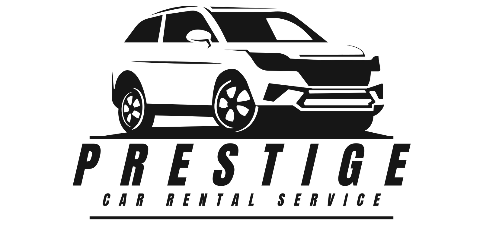 grey black illustrative car rental service logo